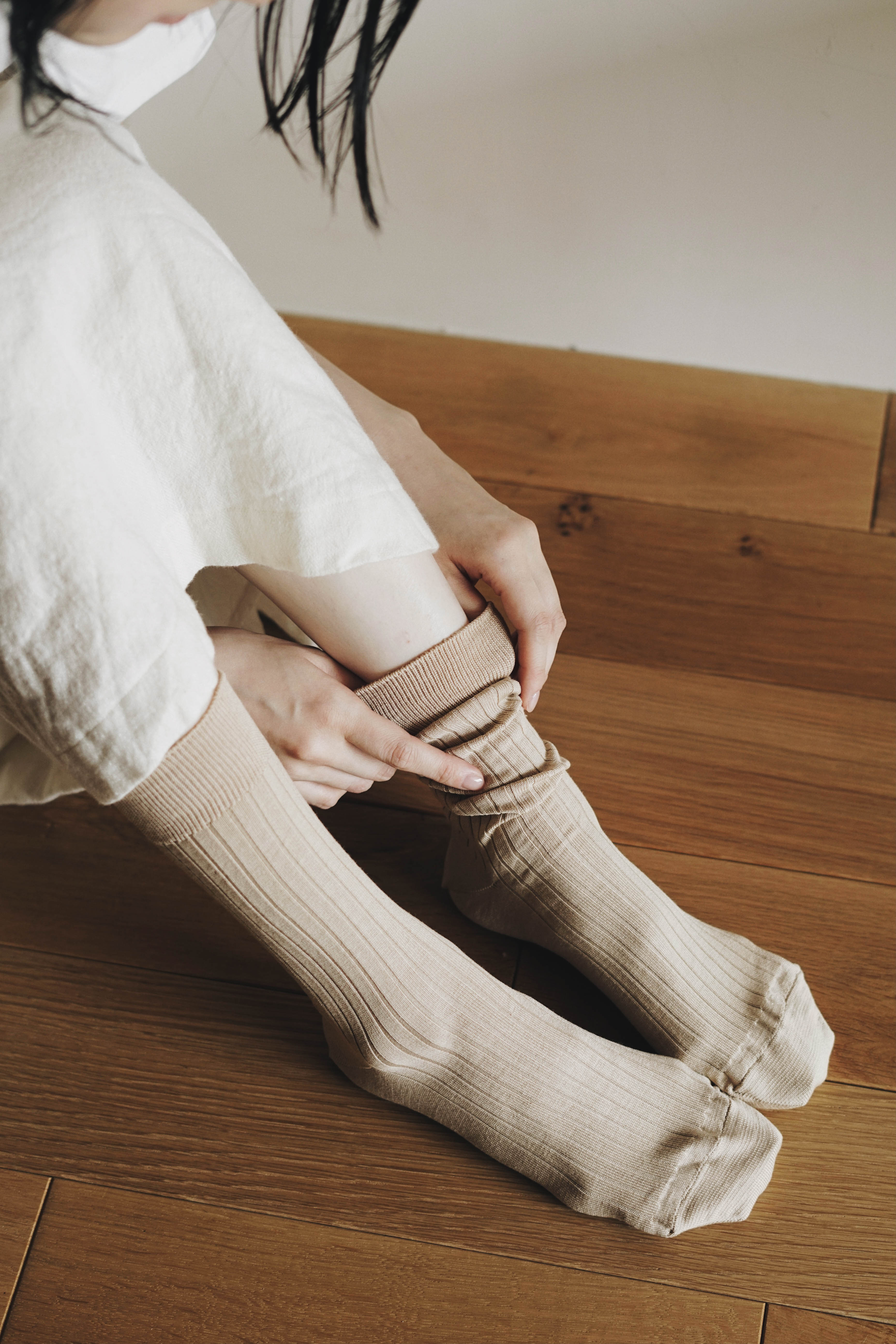 Silk Cotton Ribbed Socks