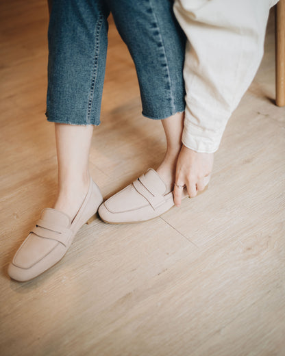 Thea Penny Loafers - Sand Beige