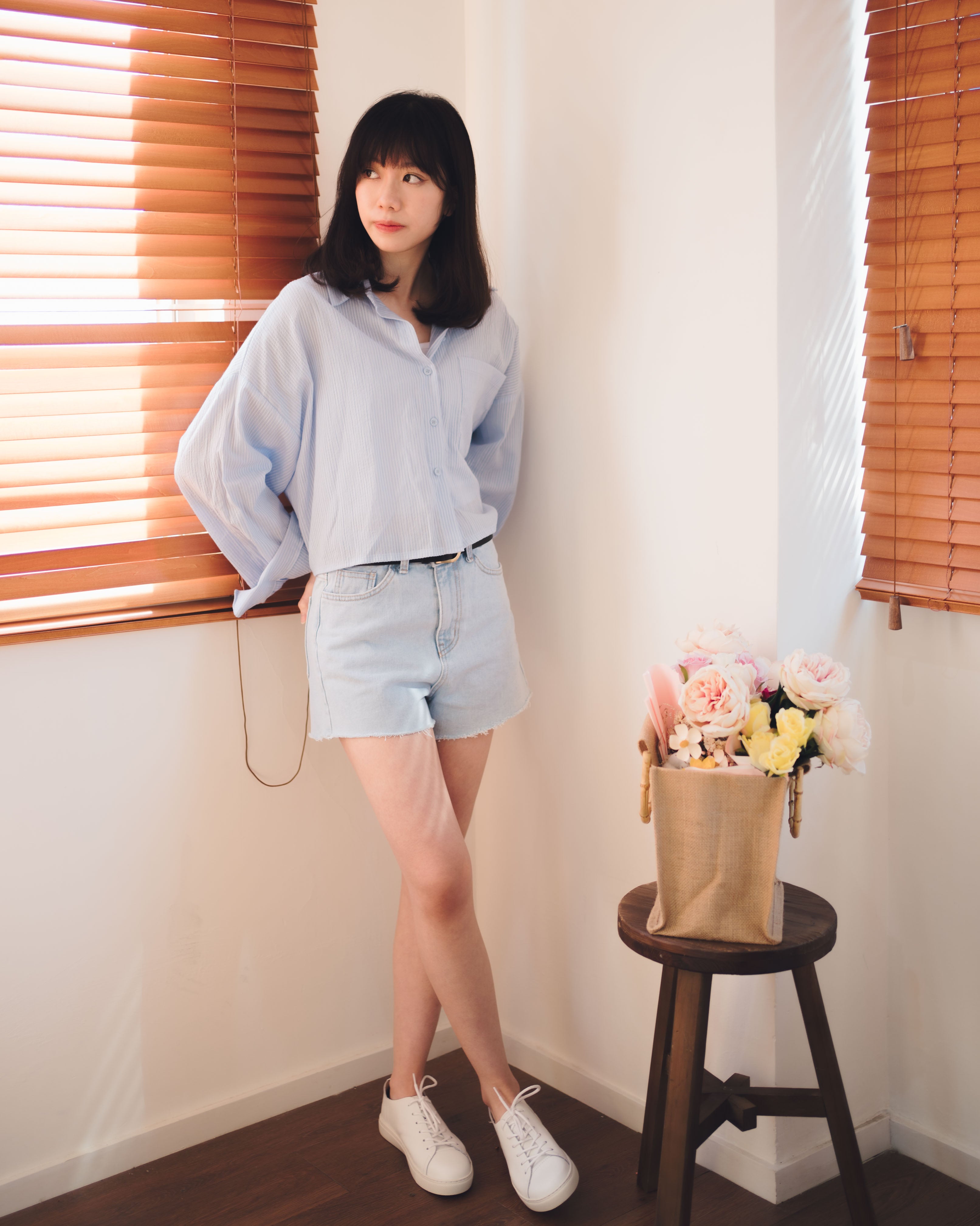 熱賣回歸! 基礎顯瘦淺藍牛仔短褲 Comfy denim shorts