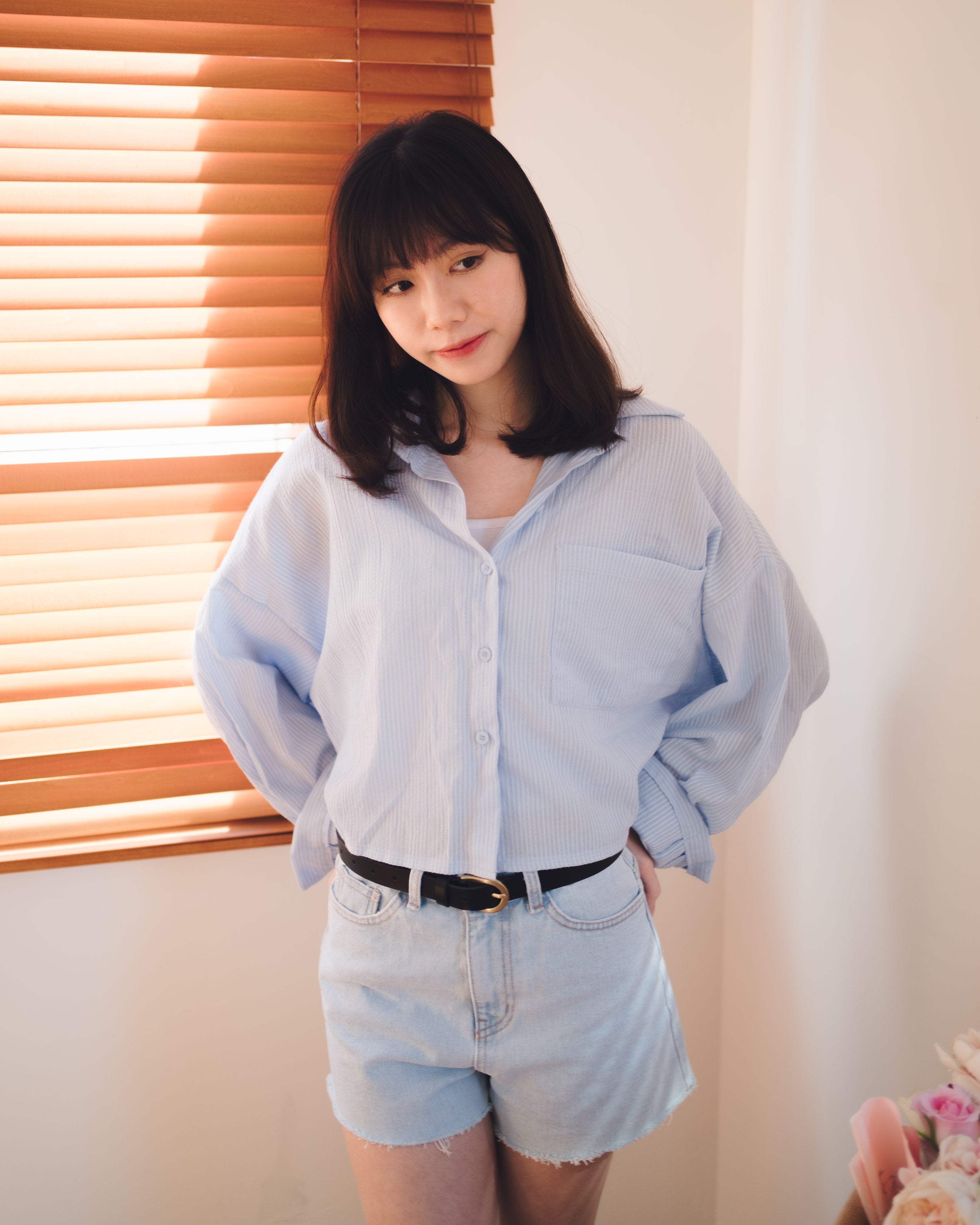 熱賣回歸! 基礎顯瘦淺藍牛仔短褲 Comfy denim shorts