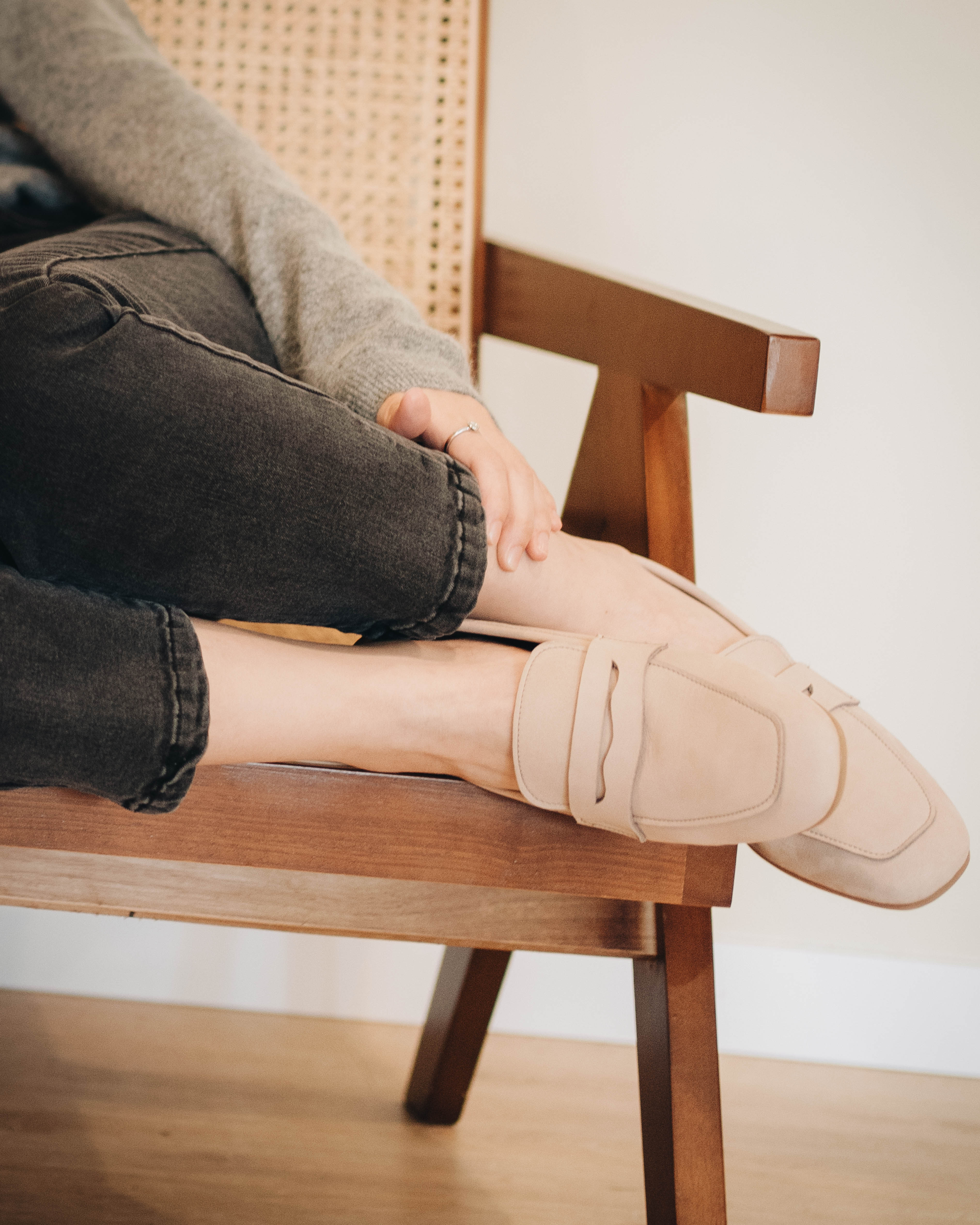 Thea Penny Loafers - Sand Beige