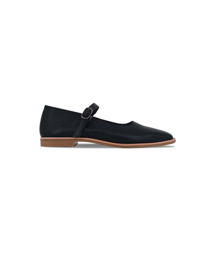 Lady Mary Jane Flats - Leather Black